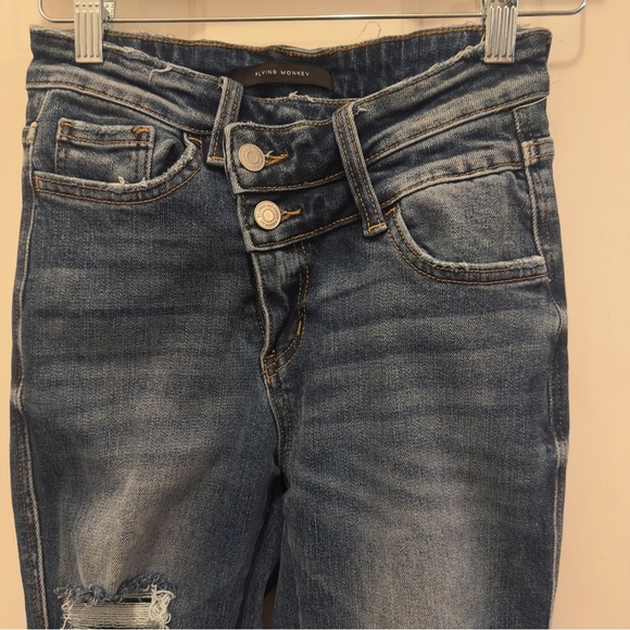 Flying Monkey High Rise Distressed Blue Jeans - Picture 4 of 8